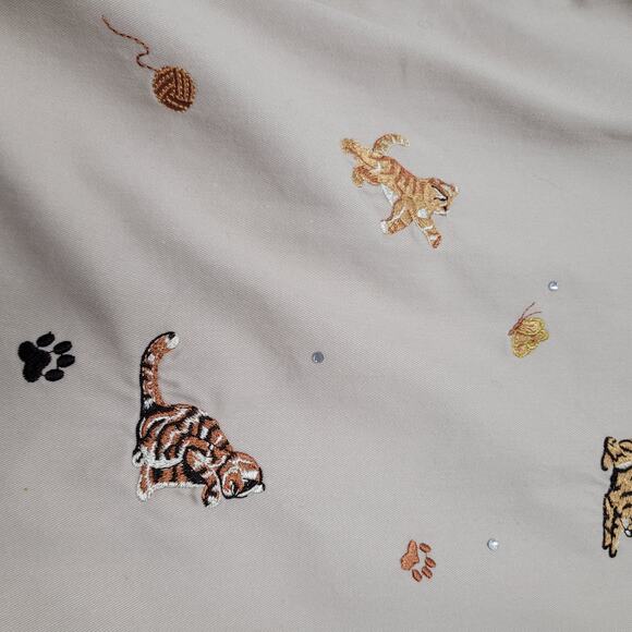 Vintage Quacker Factory AOP embroidered cat jacket zip up Grandma core - Picture 3 of 8